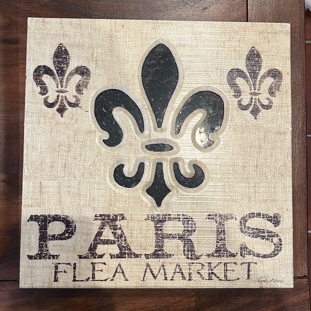 Set of 2 PARIS FLEW MARKET FLEUR DE LIS WALL ART